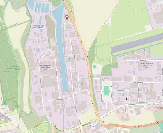 Kartenausschnitt mit dem Vereinsgelände an der Hafenstraße 50 in Hildesheim